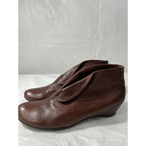 Wonders brown fold down bootie side zip Spain Genuine Leather size 10 - Picture 1 of 14